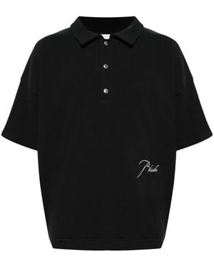 Rhude Logo-Embroidered Polo Shirt - Black