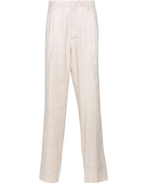 Lardini Linen-Blend Tapered Trousers - White