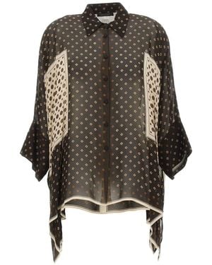 Elena Miro Asymmetrisches Hemd Mit Platziertem Print - Schwarz