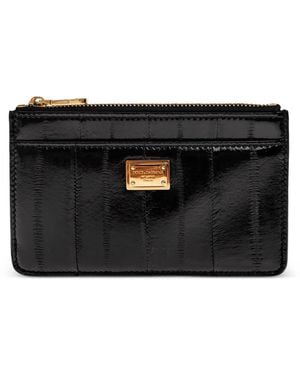 Dolce & Gabbana Tarjetero De Piel Con Placa Del Logo - Negro