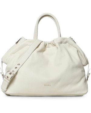 BIASIA Logo-Detail Grained Handbag - Natural