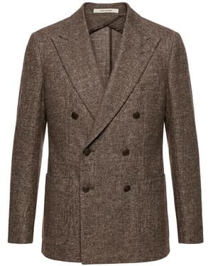 Tagliatore Double-Breasted Wool Blazer - Brown