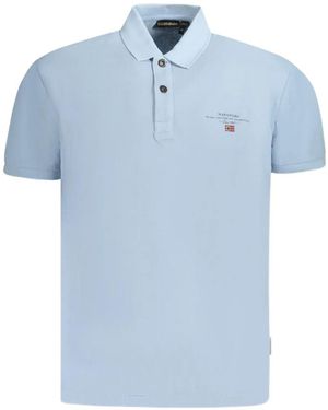 Napapijri Logo-Patch Short-Sleeve Polo Shirt - Blue
