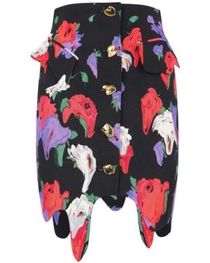 Moschino Floral-Print Asymmetrical Skirt - White