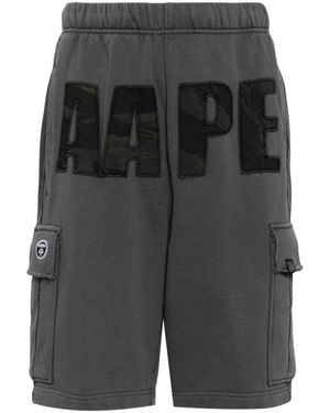 Aape By A Bathing Ape Logo-Patch Cargo Shorts - Grey