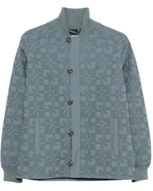 KENZO Gram Quilted Logo-Plaque Jacket - Blue
