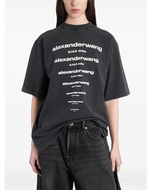 Alexander Wang Kurzärmeliges T-Shirt Mit Logo-Print - Schwarz
