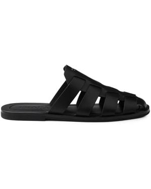 Prada Leather Fisherman Mules - Black