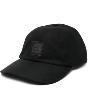 Stone Island Cappello Da Baseball Con Placca Logo - Nero