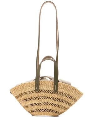 Muuñ Mini Chantelle Woven Straw Tote Bag - Metallic