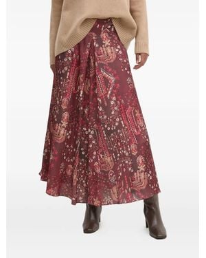 INTROPIA Pleated Paisley-Print Maxi Skirt - Red