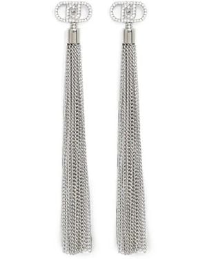 Liu Jo Crystal-Embellished Chain-Fringe Earrings - White