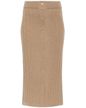 Paul & Shark Ribbed-Knit Button-Down Skirt - Natural