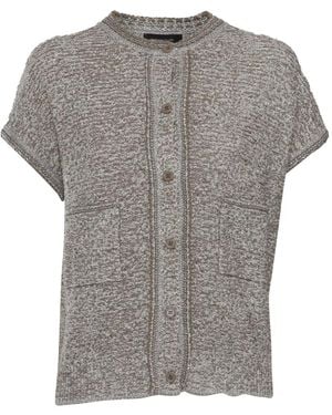 Fabiana Filippi Lurex Tweed Short-Sleeve Cardigan - Grey