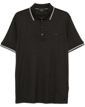 Paul & Shark Logo-Plaque Tipped Polo Shirt - Black