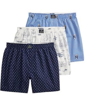 Polo Ralph Lauren Polo Bear Geometric-Print Boxers (Set Of Three) - Blue