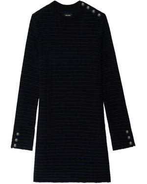 Zadig & Voltaire Striped Button-detailed Mini Dress - ブルー