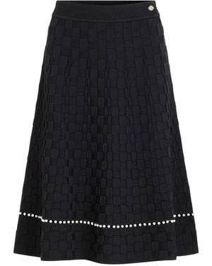 KARL LAGERFELD Pearl-Embellished Knit Midi Skirt - Black