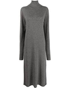Jil Sander High-Neck Cashmere Knitted Dress - Grey