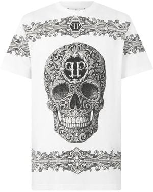 Philipp Plein Camiseta Baroque Skull - Gris