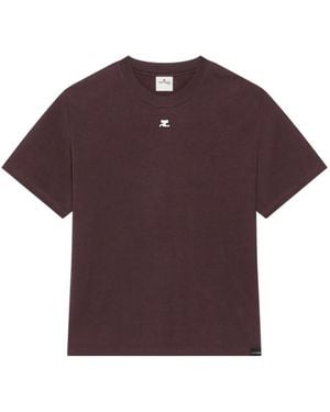 Courreges Logo-Patch Oversized T-Shirt - Purple