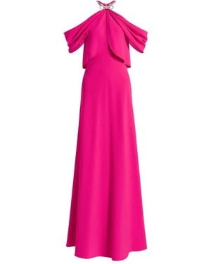 Alberta Ferretti Draped Embellished Maxi Dress - Pink