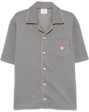 CASABLANCA Monogram-Jacquard Contrast-Trim Shirt - Grey