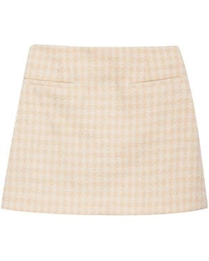 Anine Bing Vanessa Houndstooth Tweed Miniskirt - Natural