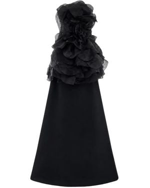 Gemy Maalouf Strapless Flower-Detail Maxi Dress - Black