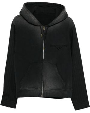 KHOKI Pinstripe Zip Hoodie - Black