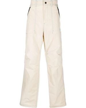 MSGM アップリケロゴ ストレートパンツ - ナチュラル