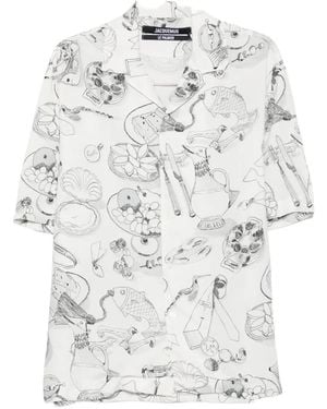 Jacquemus Illustrative-Print Short-Sleeve Shirt - White