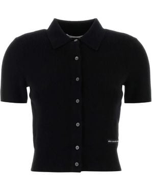 Alexander Wang Cárdigan con cuello de polo - Negro