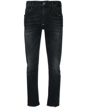 Philipp Plein Stonewashed Straight-Leg Jeans - Black