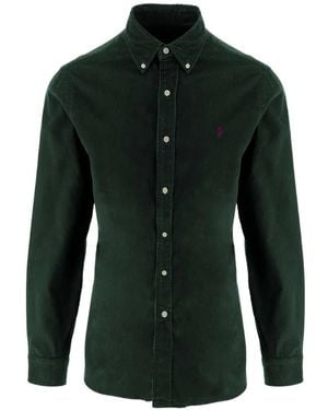 Polo Ralph Lauren Corduroy Embroidered-Logo Shirt - Green