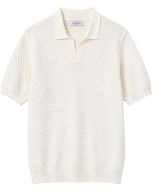 Gran Sasso Waffle-Knit Open-Collar Polo Shirt - White