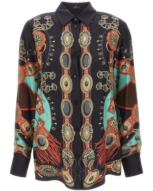Etro Jewelry-Print Silk Shirt - Black