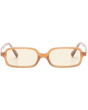 Miu Miu Logo-Plaque Rectangle-Frame Sunglasses - Natural