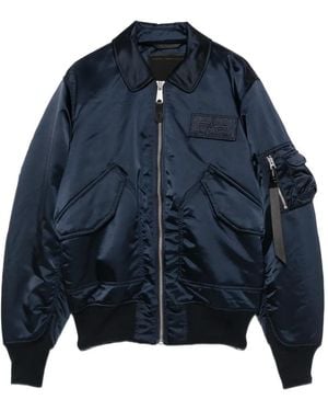 Alpha Industries Logo-Patch Zip-Up Bomber Jacket - Blue