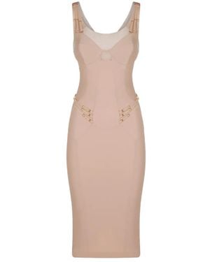 Elisabetta Franchi Lightweight Jersey And Tulle Dress With Elastic Straps - White
