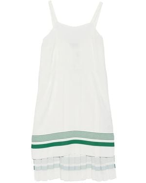 Lacoste Pleated Stripe Mini Dress - White