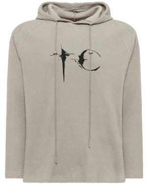 THUG CLUB Bulk Shoulder Waffle-Knit Hoodie - Grey