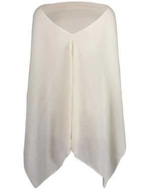 Minnie Rose Ruana Cashmere Poncho - White