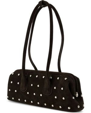 OSOI Mini Boat Wide Stud-Embellished Suede Shoulder Bag - Black