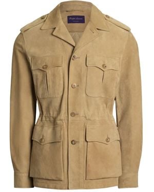 Ralph Lauren Military-Style Suede Jacket - Natural