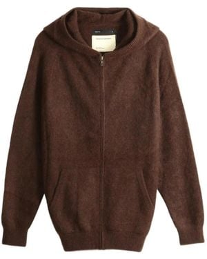 Frenckenberger Zip-Up Knit Hoodie - Brown