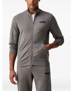 EA7 Logo-Print Zip-Up Jumper - Grey