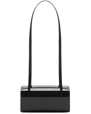 Faune Patent-Finish Box Shoulder Bag - White