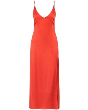 Martinmartin Elisabeth Side-Slit V-Neck Midi Dress - Red