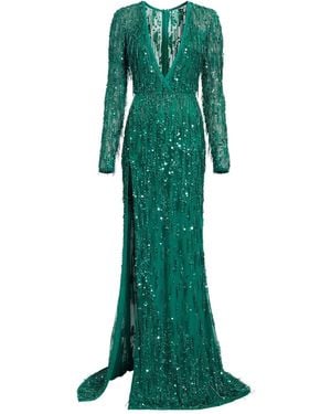 Elie Saab Bead-Embellished Maxi Dress - Green